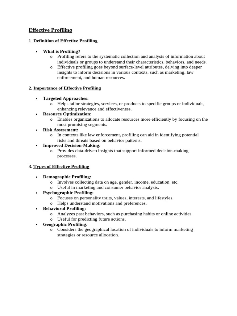 Unit 2 Effective Profiling | PDF | Marketing