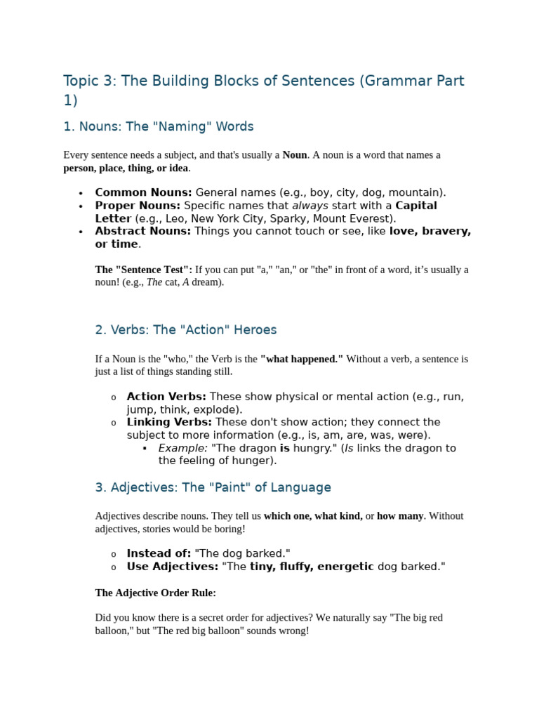 The Building Blocks of Sentences | PDF