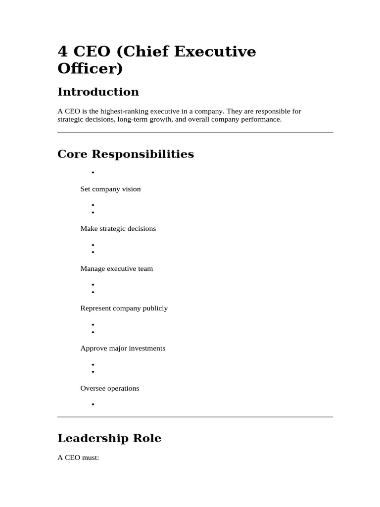 CEO (Chief Executive 4 Officer) | PDF