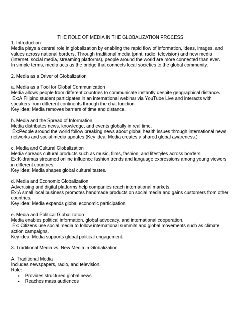 The Role of Media in Globalization PRINT | PDF | Globalization | Media Bias