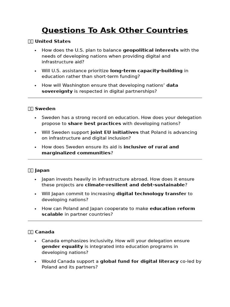 Questions To Ask Other Countries | PDF | Aids | Developing Country