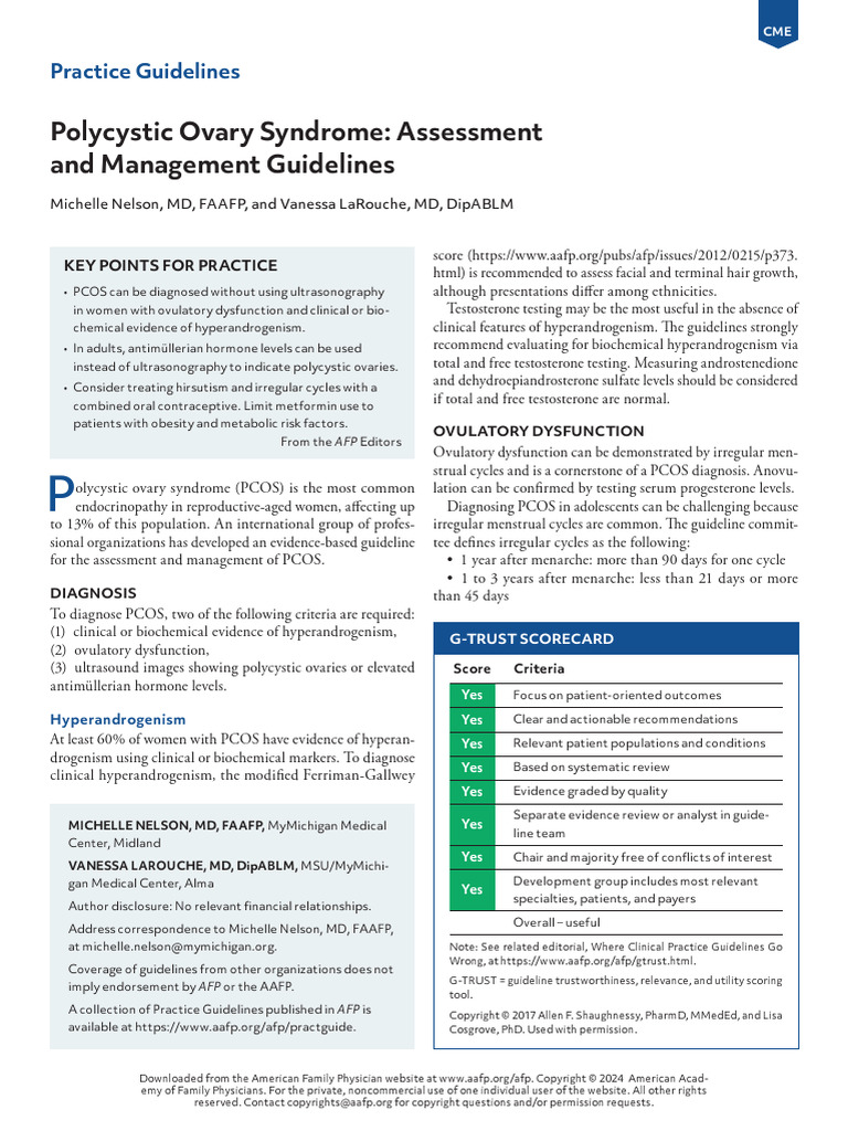 Practice Guidelines Polycystic Ovary Syndrome | PDF | Polycystic Ovary ...
