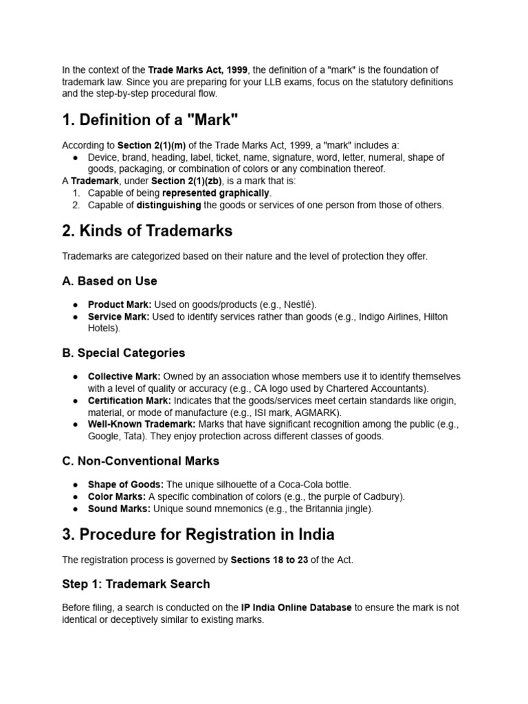 Define The Term Mark .Discuss Various Kinds of Tra... | PDF | Trademark