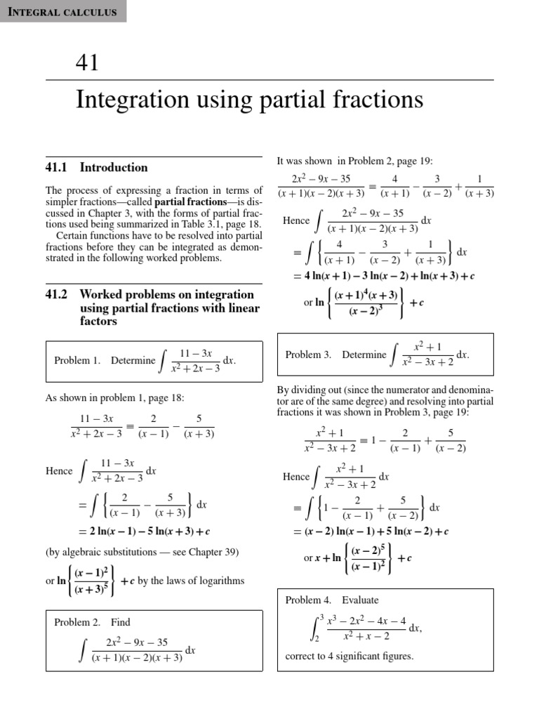 7) Integration Using Partial Fractions | PDF | Mathematical Concepts ...