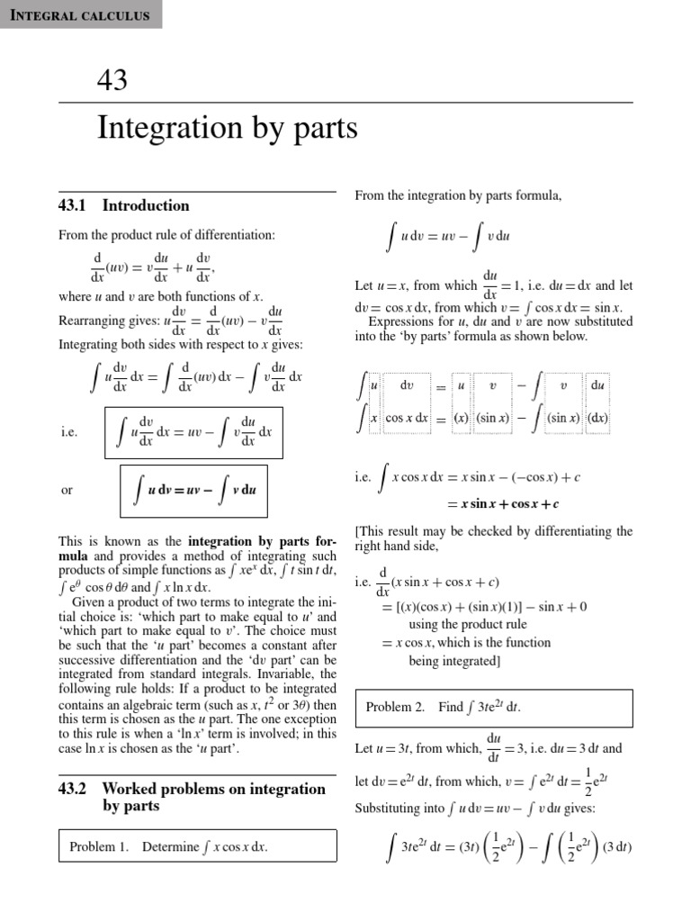 6) Integration by Parts | PDF | Algebra | Mathematical Objects