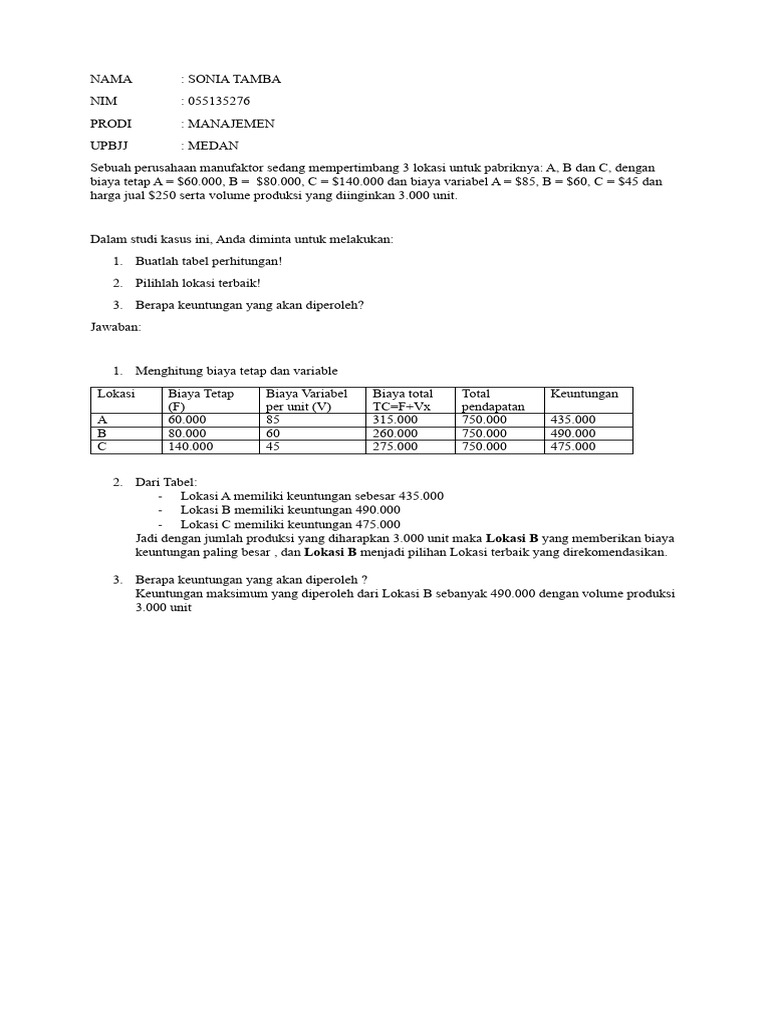 Tugas 1 Tutorial Online Sesi 3 Manajemen Operasi Jasa | PDF