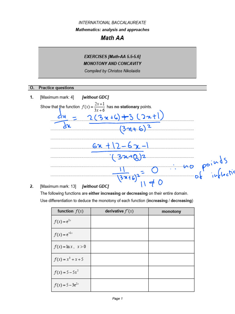 (Math-Aa 5.5-5.6) Monotony and Concavity | PDF | Mathematical Analysis ...