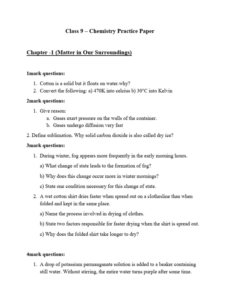 9 Chem (25-26) Practice Paper | PDF | Ion | Atoms