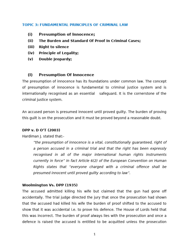 Fundamental Priciples of Criminal Law | PDF | Burden Of Proof (Law ...