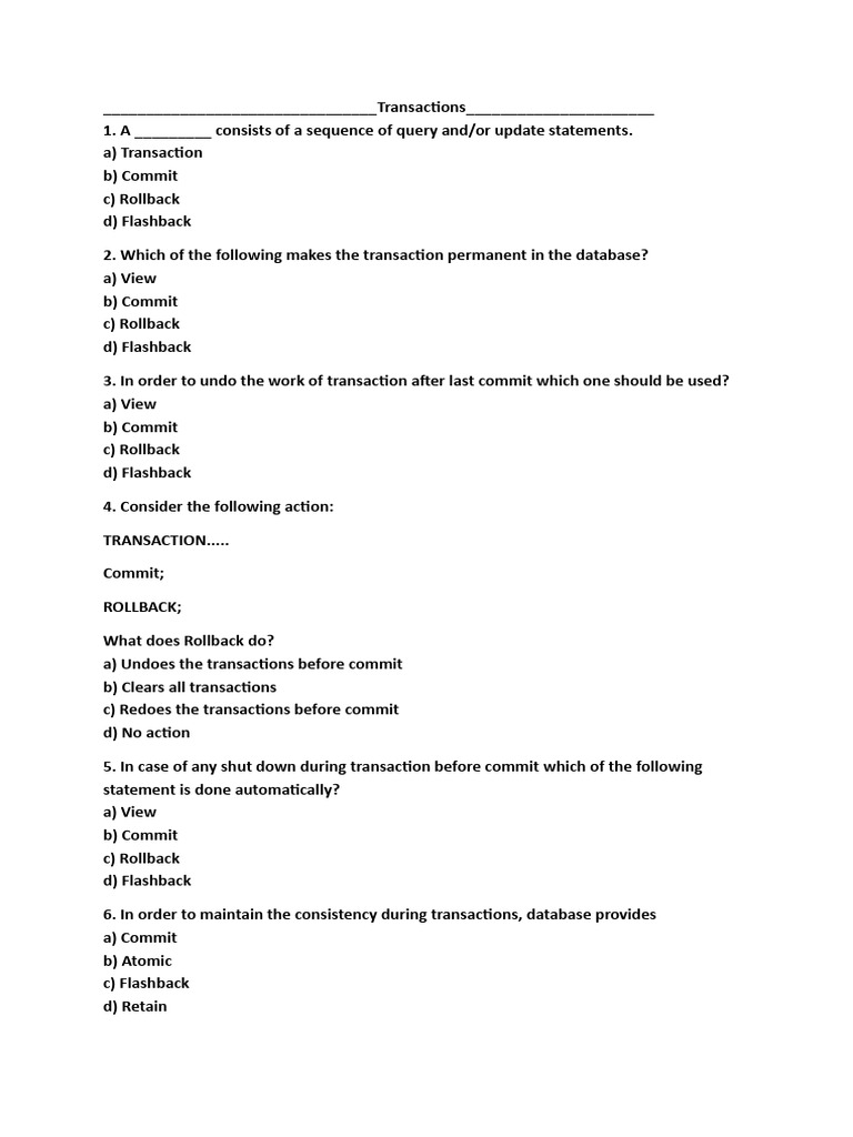 Transactions | PDF | Database Transaction | Computer Data