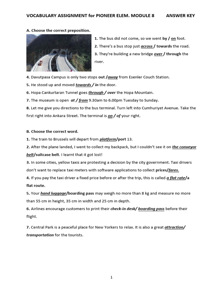 A1-Vocabulary Elementary Module 8 - Answer Key | PDF | Waste