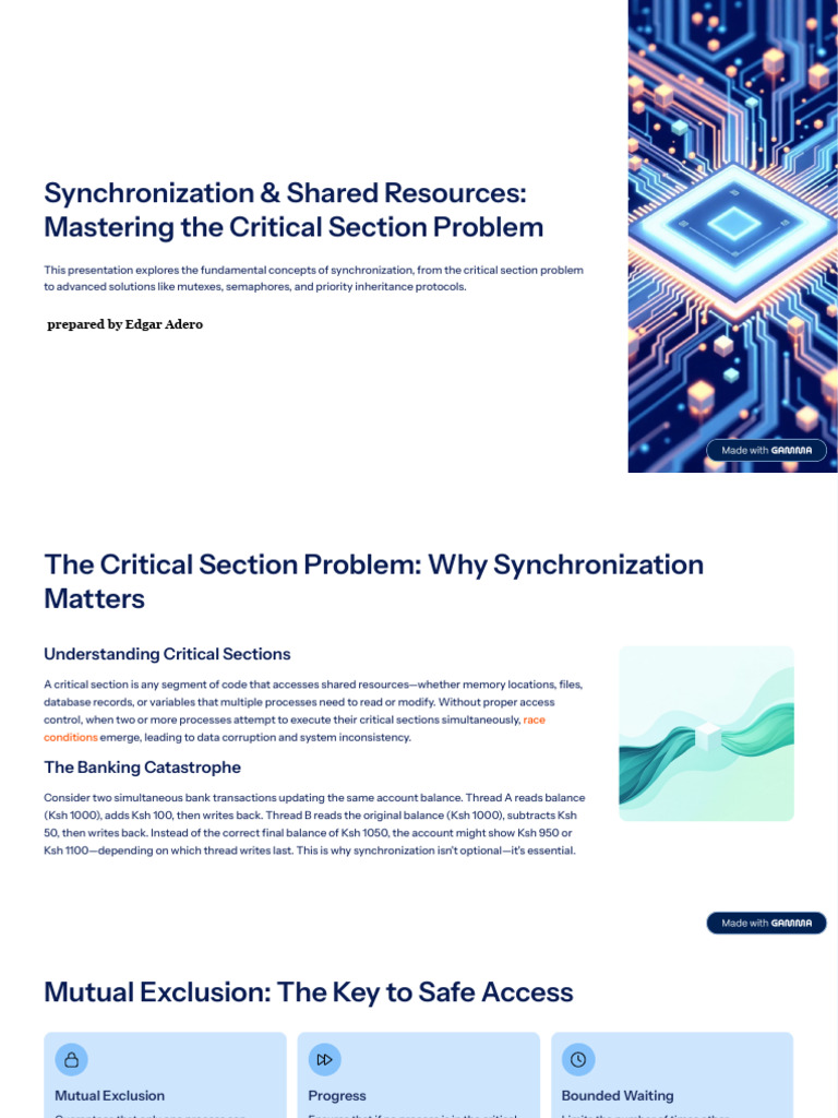 Topic 5 Synchronization and Shared Resources Mastering The Critical ...