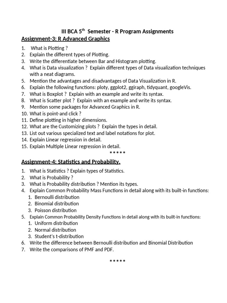 R Graphics Unit-3 and 4 Assignment NEP | PDF