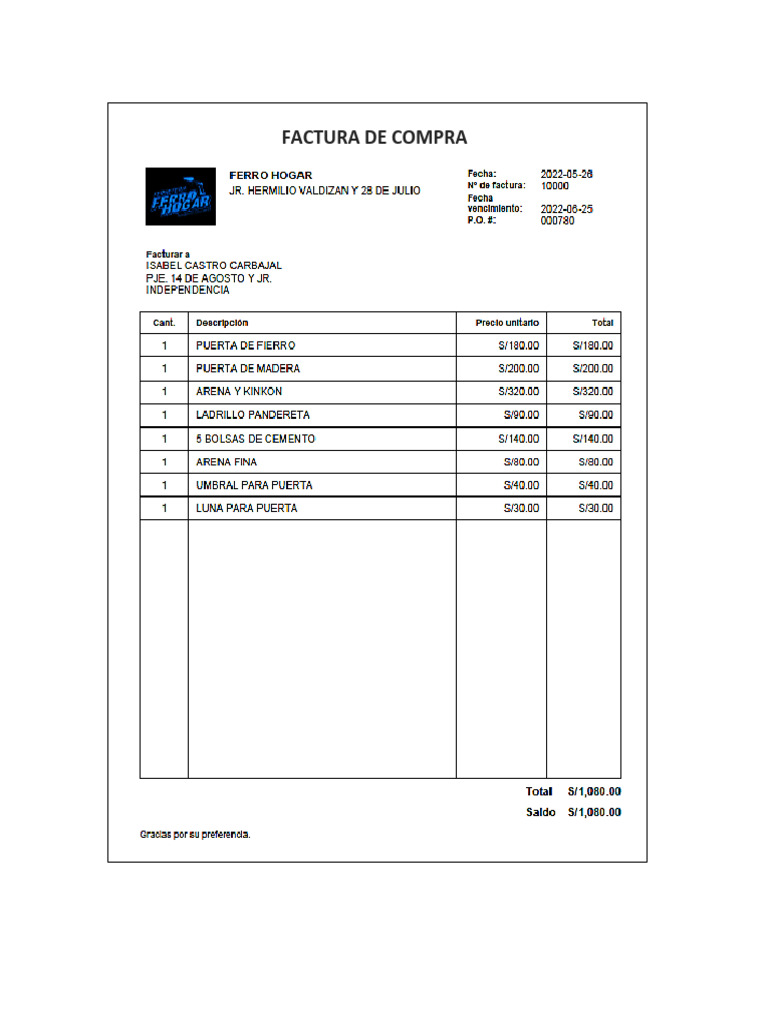 Factura de Compra | PDF