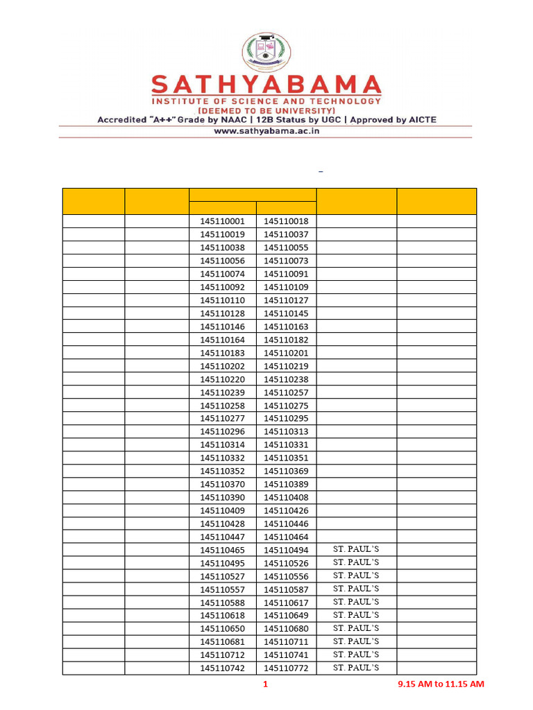 DEPT of CSE (2025 2029) CAE Seating Arrangement February 2025 | PDF ...