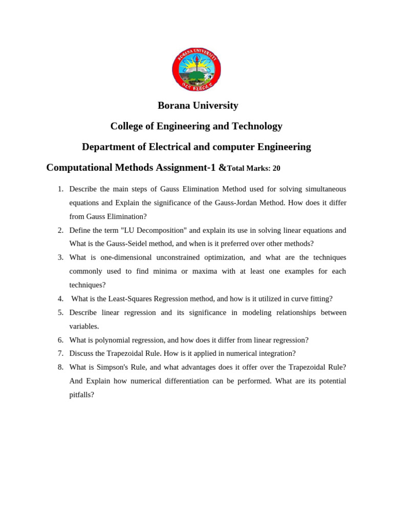 Computational Methods Assignment-1 | PDF