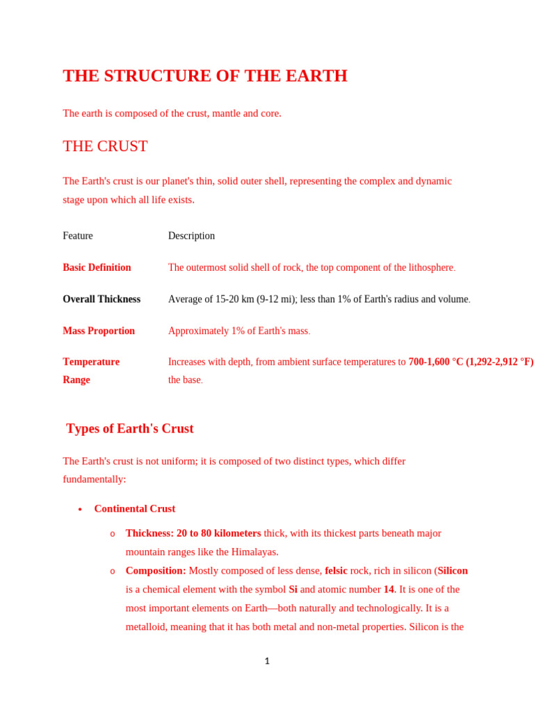 The Structure of The Earth Edited | PDF | Planetary Core | Crust (Geology)