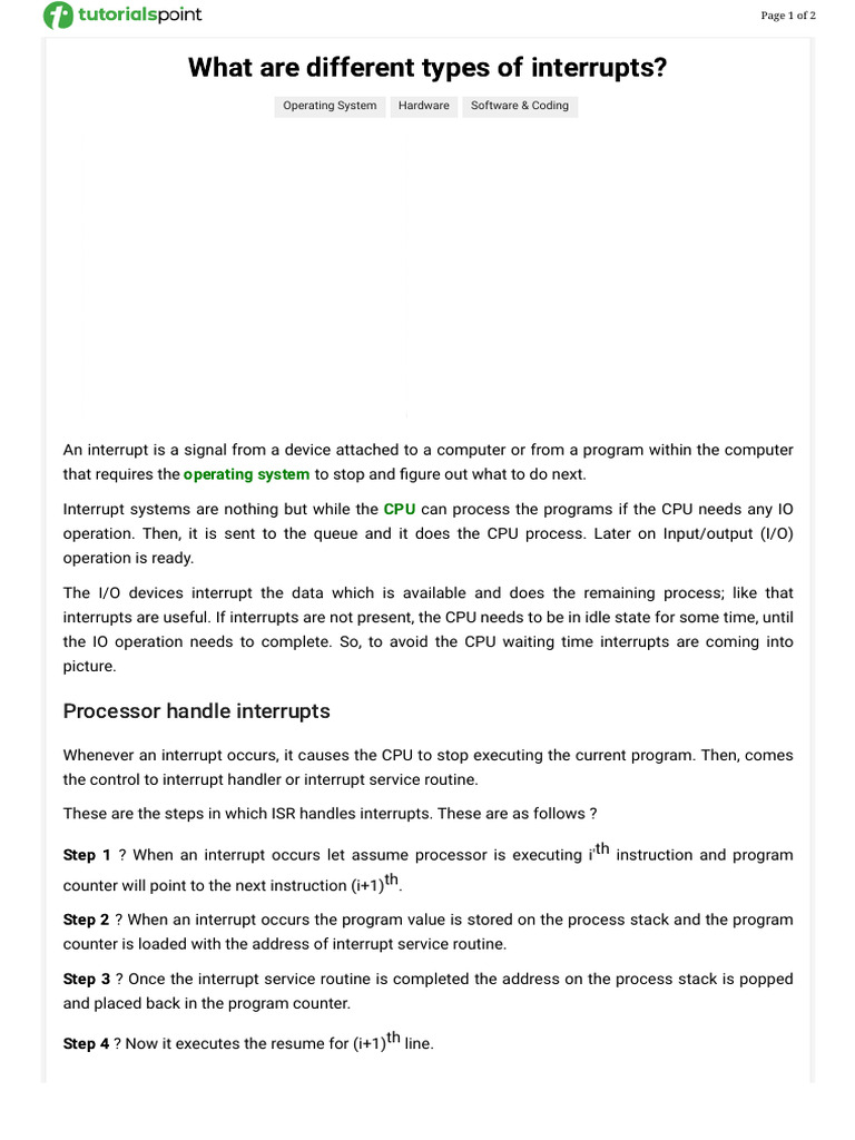What Are Different Types of Interrupts | PDF | Input/Output | Central ...