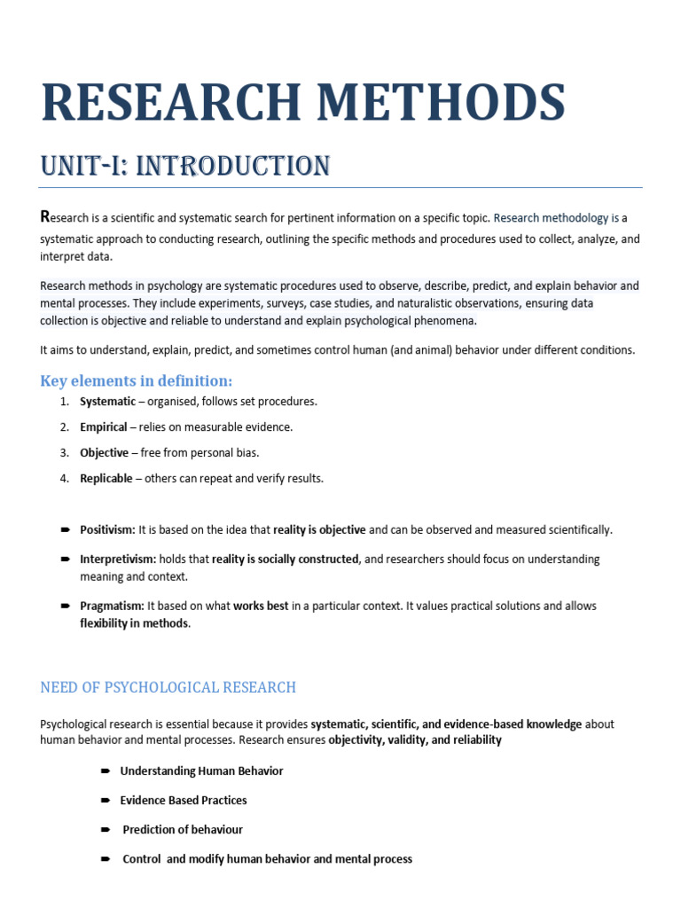 Research Methods - HM Notes | PDF | Type I And Type Ii Errors ...