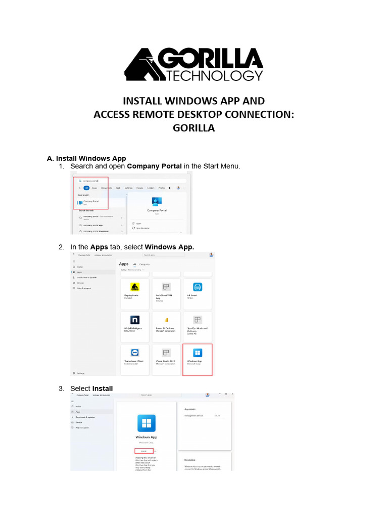Install Windows App and Access Remote Desktop Connection | PDF