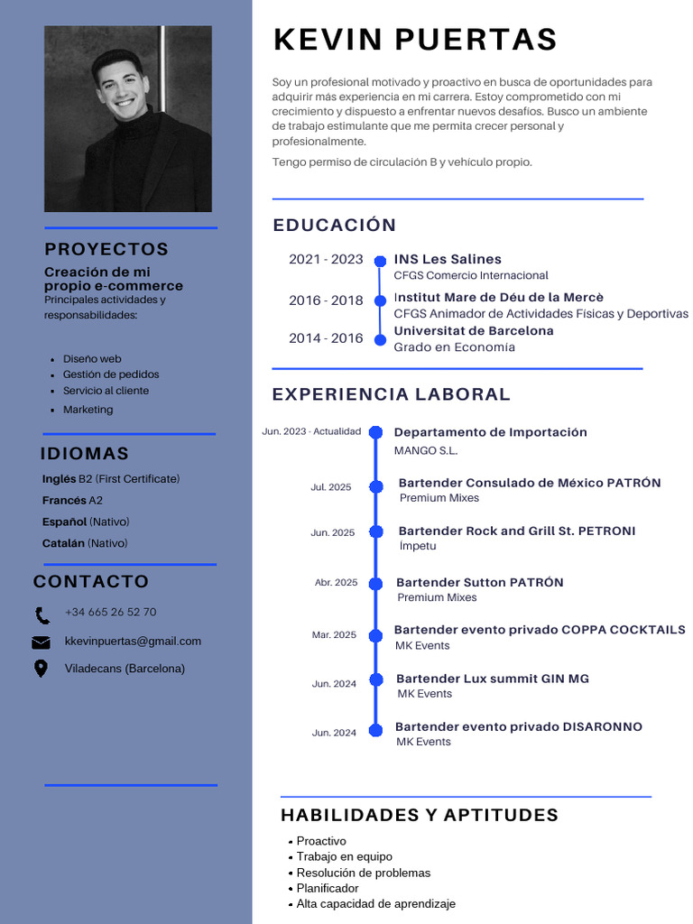Cv Kevin Puertas Bartender.pdf | PDF | Economias