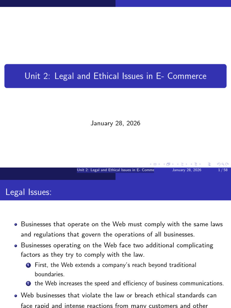 Unit 2 Legal and Ethical Issues in E Commerce | PDF | Copyright | Trademark