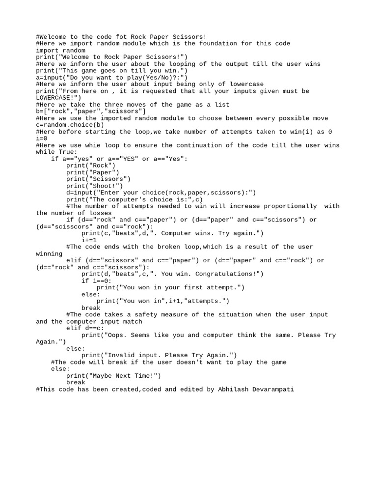 Rock Paper Scissors | PDF