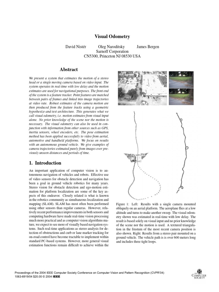 Visual Odometry NisterCVPR2004 | PDF | Inertial Navigation System ...