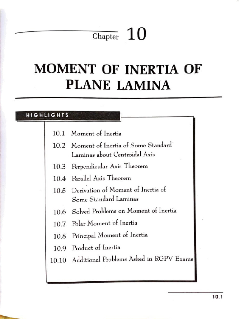 Moment of Inertia of Plane Lamina and Rigid Bodies | PDF