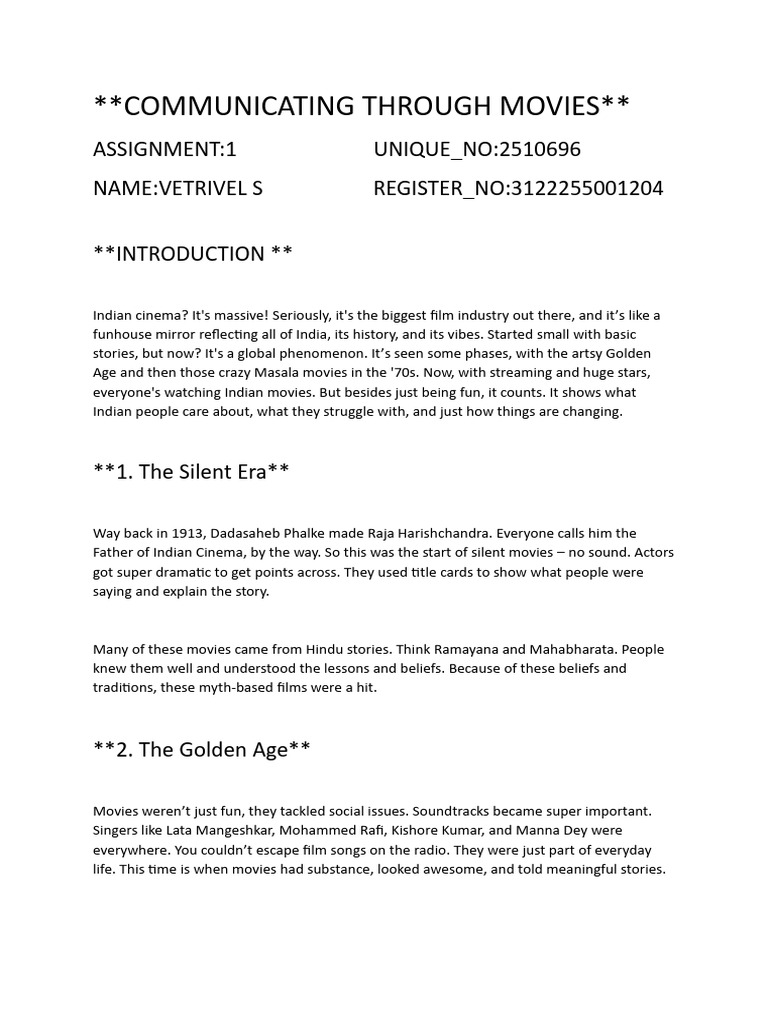Communicating Through Movies | PDF | Cinema Of India