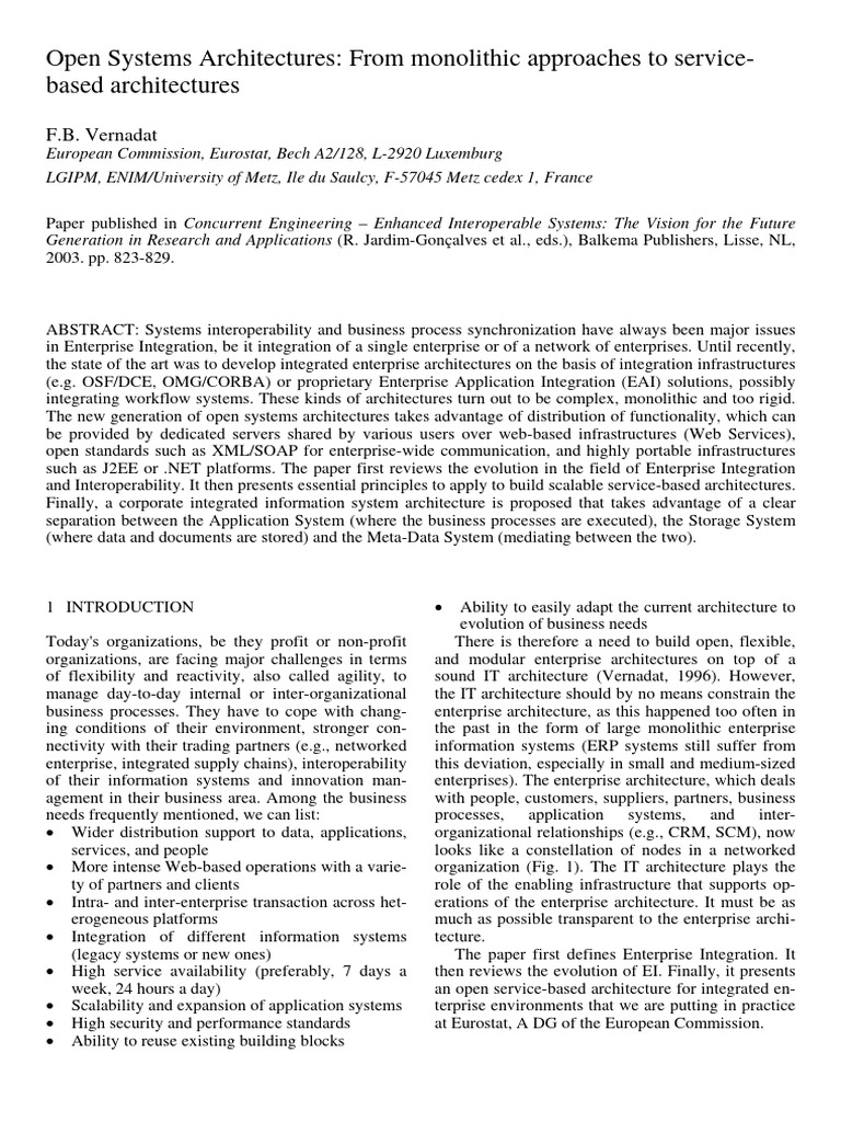 Open Systems Architectures From Monolith | PDF | Soap | Databases