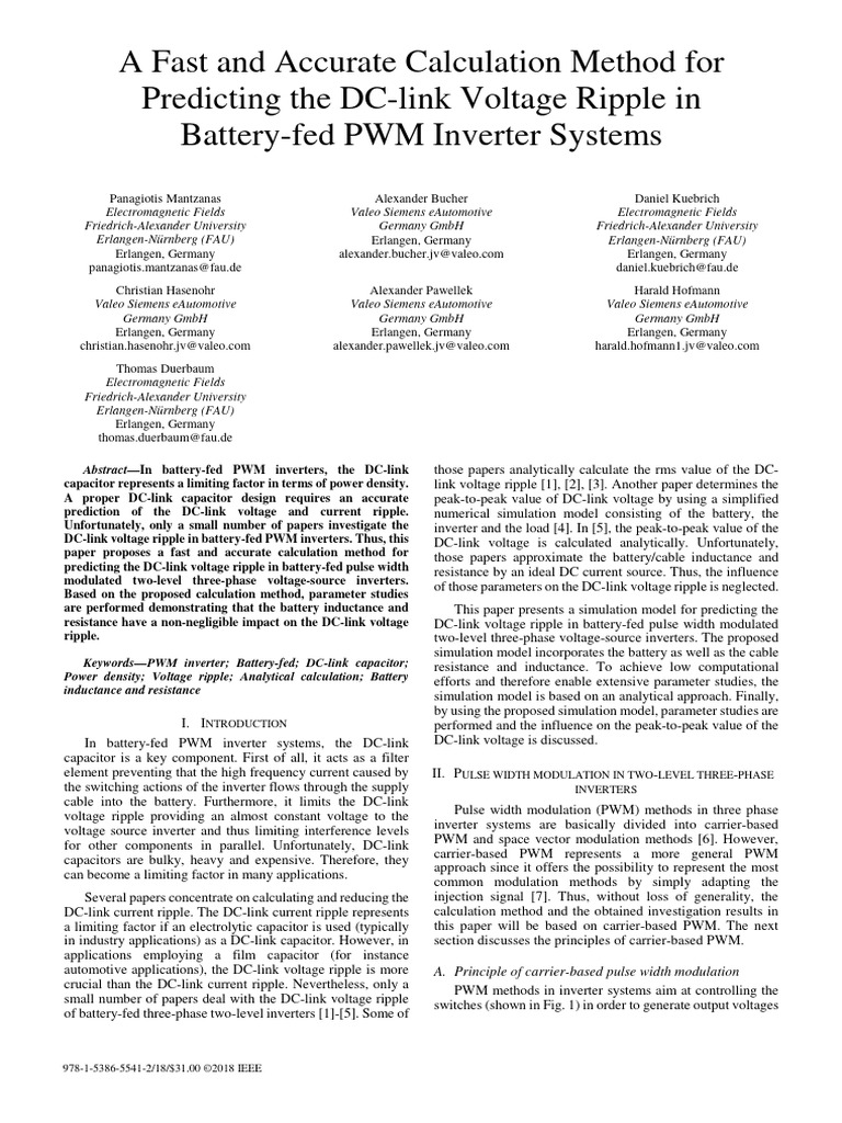 A Fast and Accurate Calculation Method For Predicting The DC-link ...