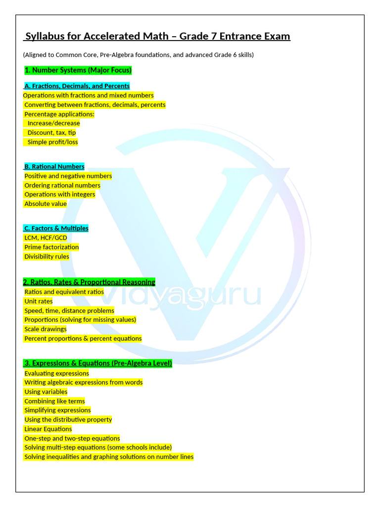 Syllabus - Curriculum For Accelerated Math | PDF