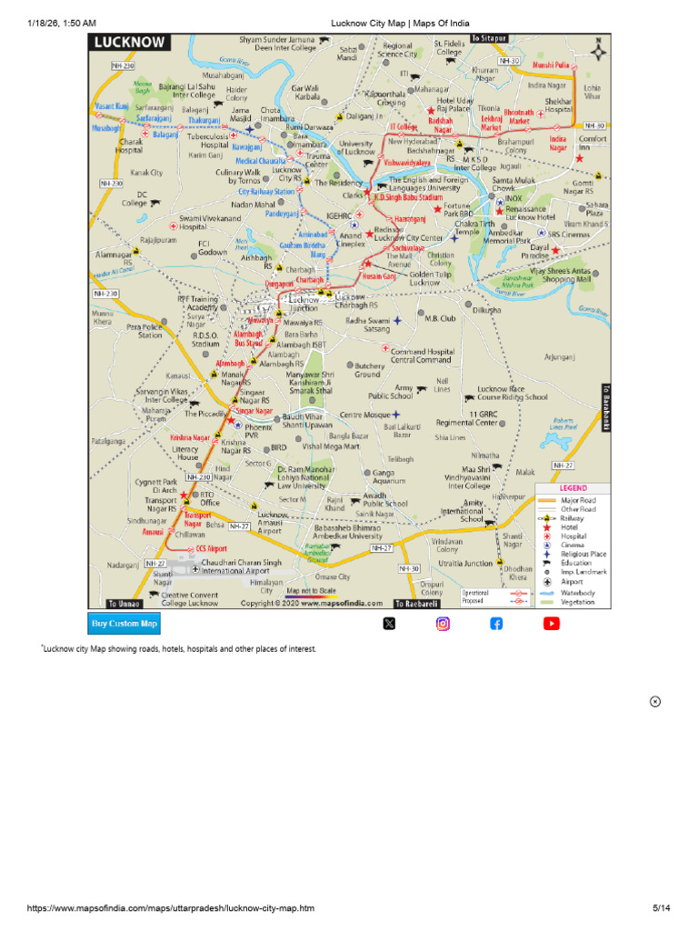 Lucknow City Map - Maps of India | PDF