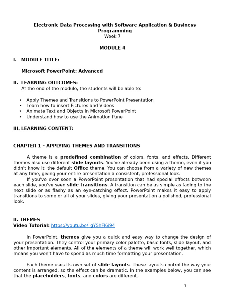 Module 4 MS Powerpoint Advanced | PDF | Microsoft Power Point | Computing