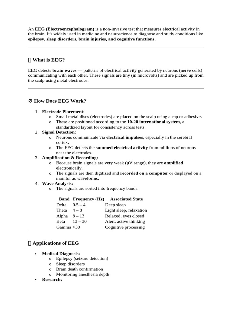 EEG Study and Uses | PDF