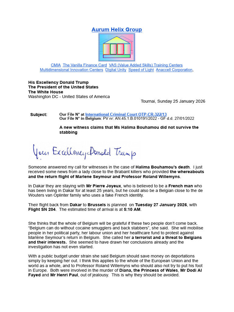 HE Donald Trump - President of The USA - Ms Halima Bouhamou Did Not ...