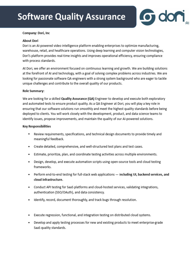 2025 Quality Assurance Engineer | PDF | Cloud Computing | Quality Assurance