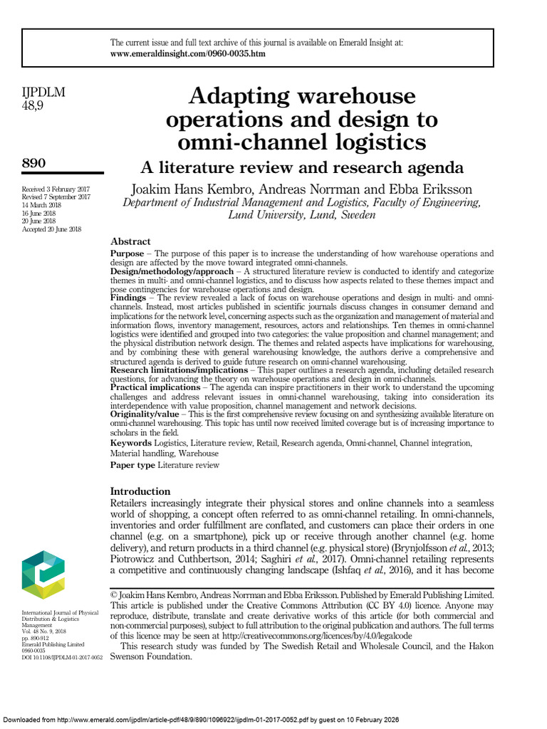 Adapting Warehouse Operations and Design To Omni-Channel Logistics ...