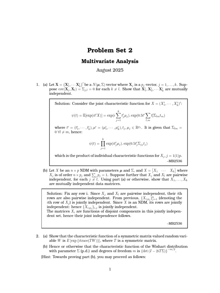 PS2 Solution | PDF | Eigenvalues And Eigenvectors | Linear Algebra