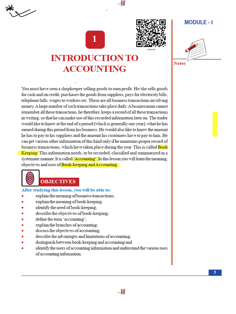 CH - 1 Introduction To Accounting | PDF | Bookkeeping | Taxes