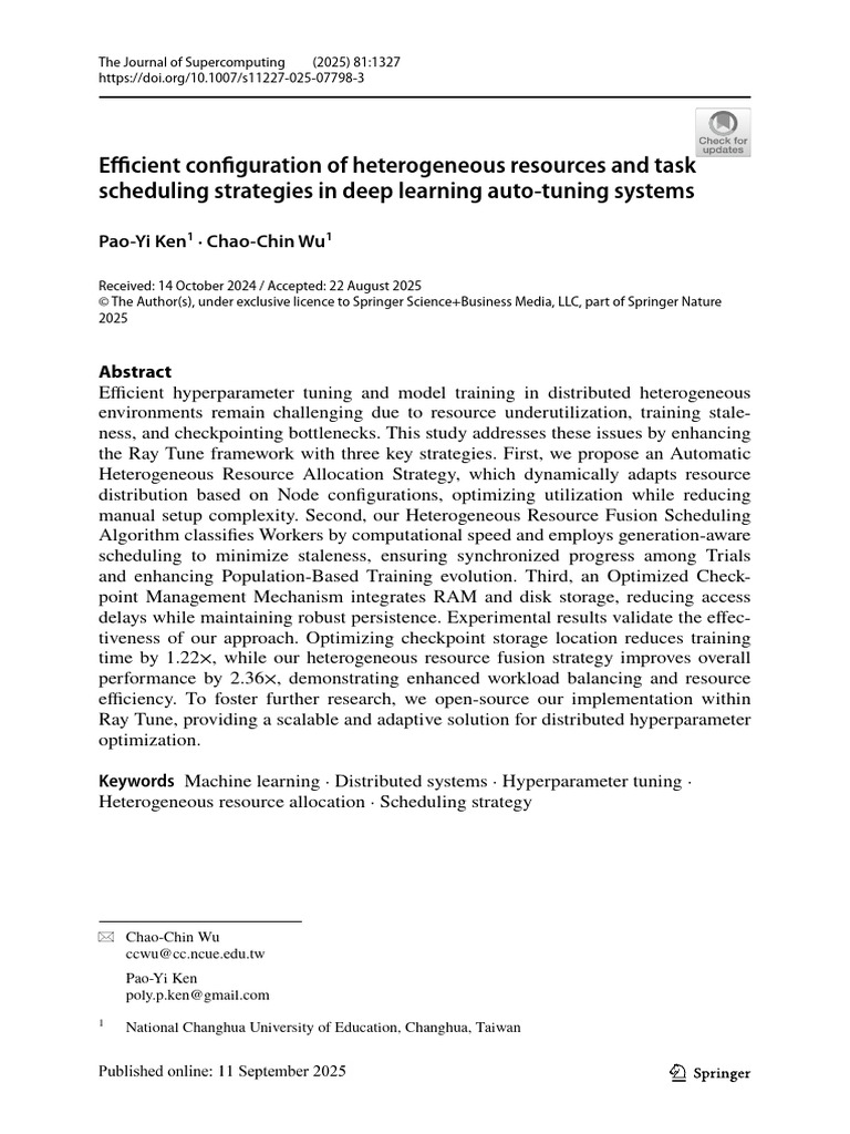 Efficient Configuration of Heterogeneous Resources and Task Scheduling ...