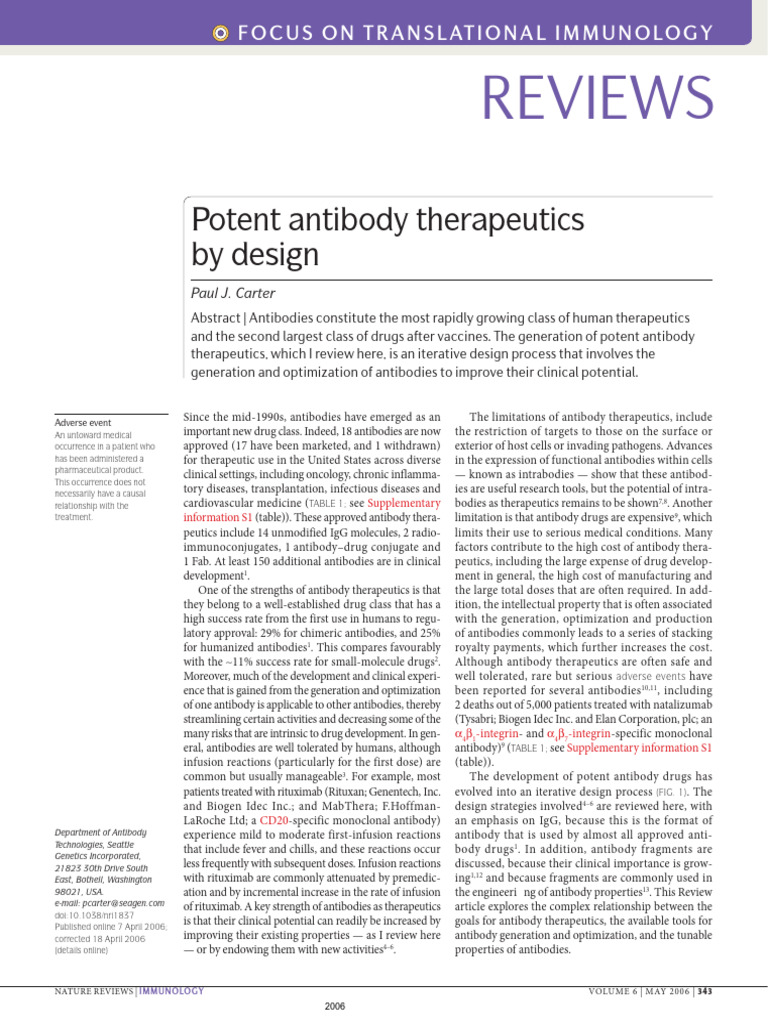 Potent Antibody Therapeutics by Design | PDF | Antibody | Monoclonal ...