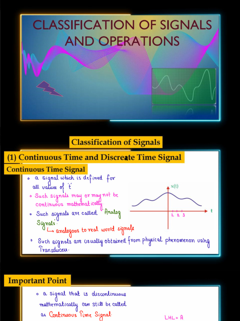 Lecture-02 Classification of Signals and Various Operations | PDF
