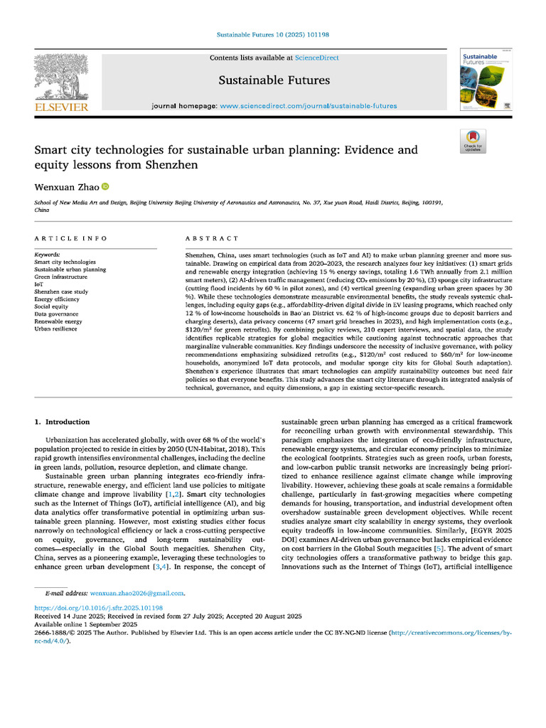 Smart City Technologies For Sustainable Urban Planning | PDF
