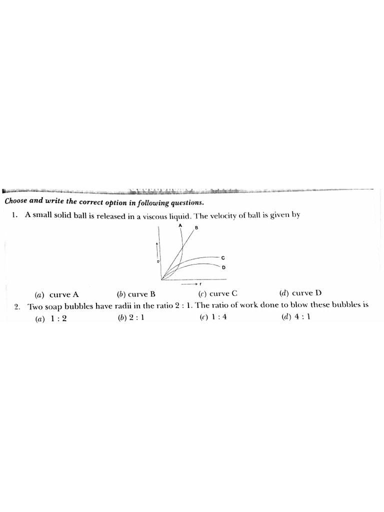 Practice Questions Fluids | PDF