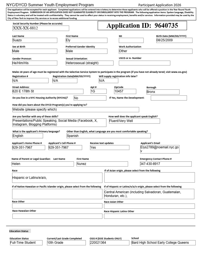 Application Printout | PDF | Race And Ethnicity In The United States Census