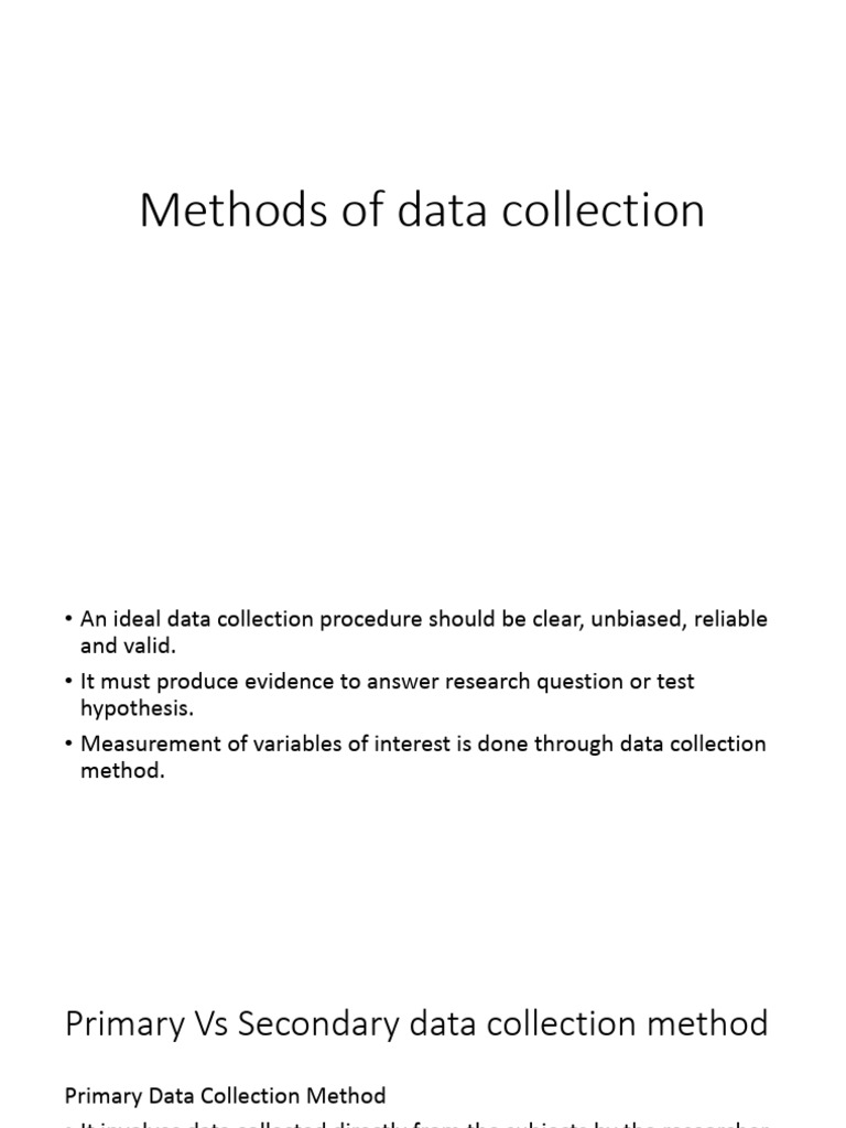 Methods of Data Collection | PDF | Self Report Study | Questionnaire