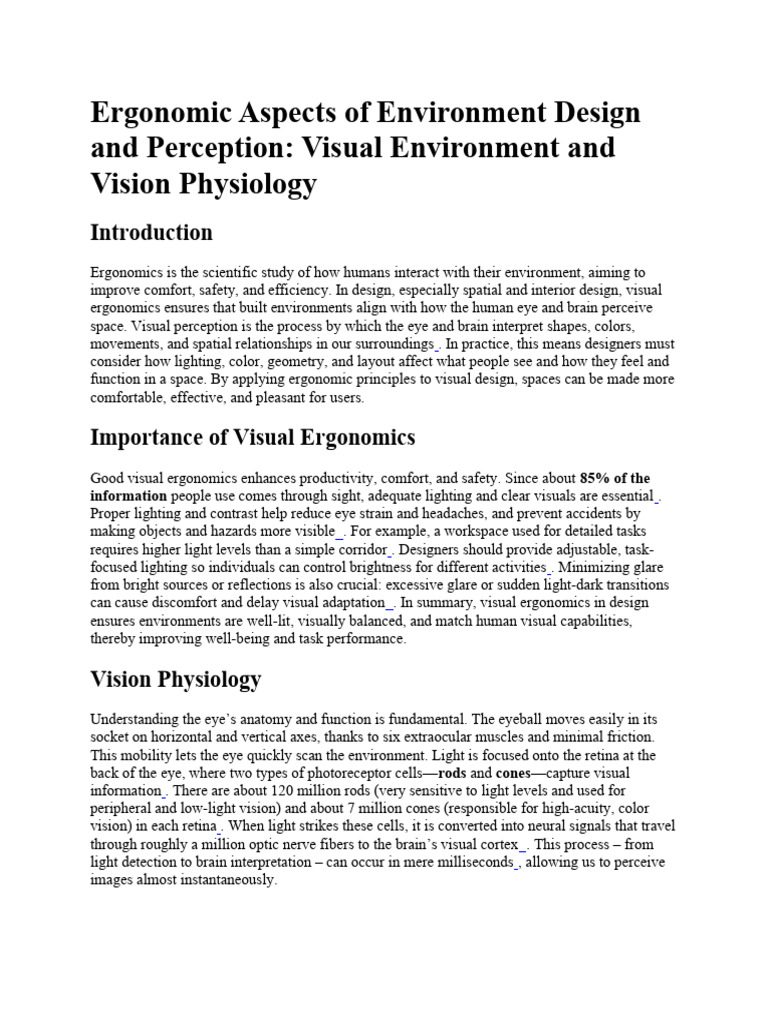 Ergonomic Aspects of Environment Design and Perception | PDF | Visual ...