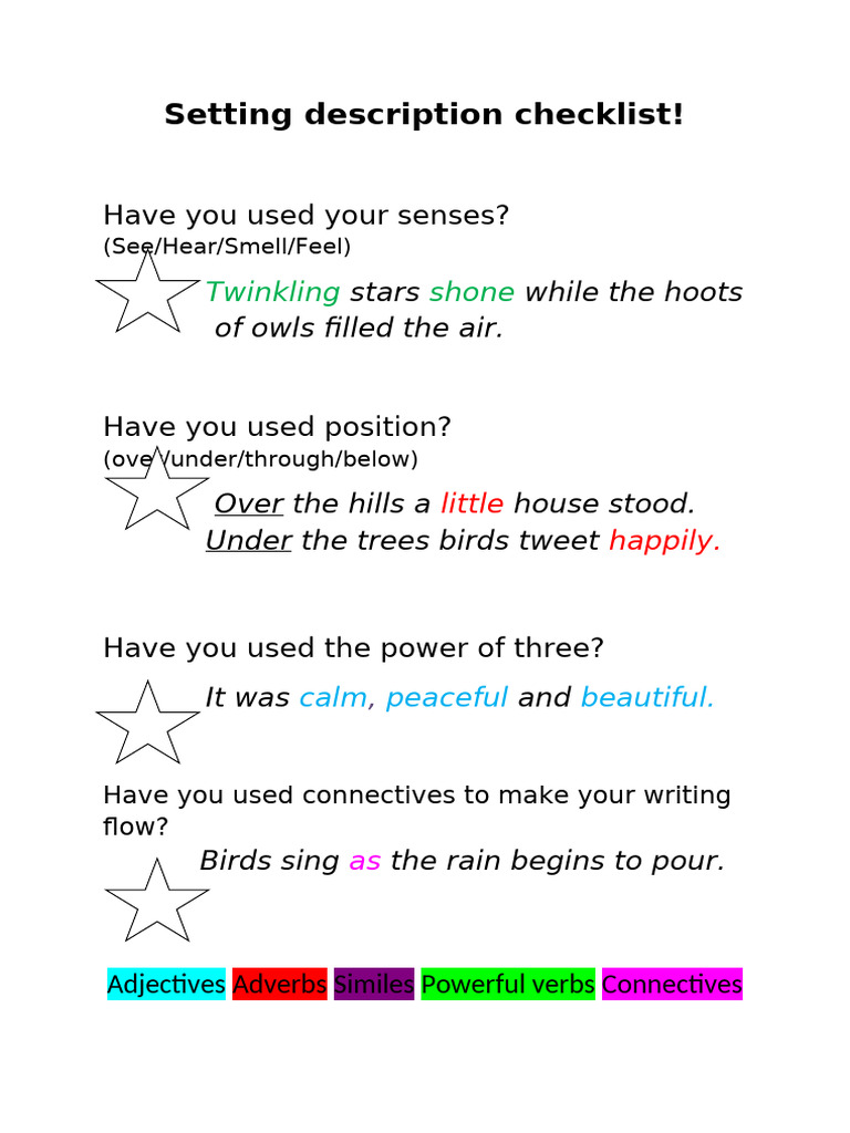 Setting Description Checklist | PDF